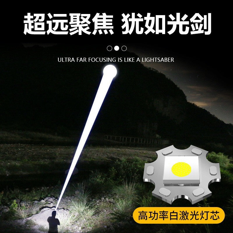 Cross-border new white laser high-power aluminum head heat dissipation telescopic zoom laser gun power bank digital display flashlight
