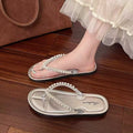 Women's flip-flops summer 2025 new pearl flat sandals outdoor soft sole fashion beach shoes wholesale