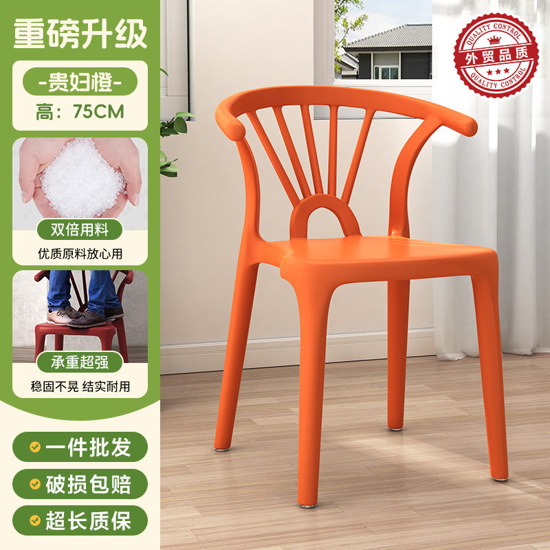 Scandinavian dining table and chairs modern casualthickened stool plastic chair dining chair for home backrest desk chair stackable stool