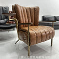 Casual chair first layer cowhide tea room owner chair medieval style oil wax leather single chair accessible luxuryretro double sofa chair