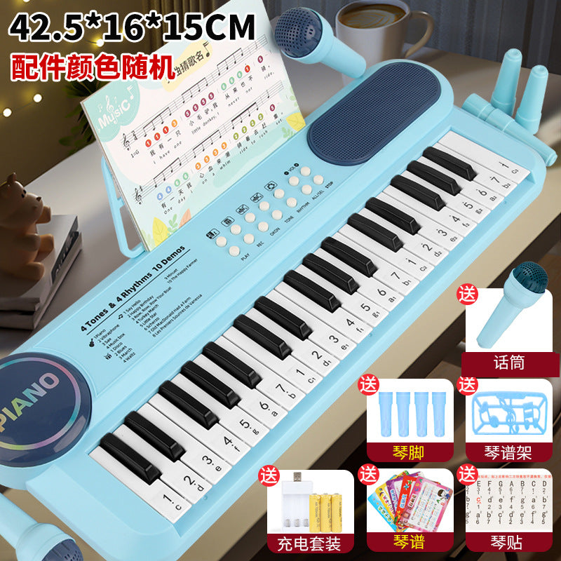 37-key digital piano with microphone, multi-functional educational early learning music piano for kids, beginner-friendly playable toy