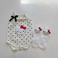 summer new arrival: korean style cat & bowknot romper - lightweight one-piece outfit for baby girls, perfect for crawling and outdoor adventures