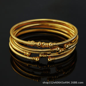 Gold plated bracelet 3mm women's jewelry african gold beads bracelet ethiopian wedding bridal gift