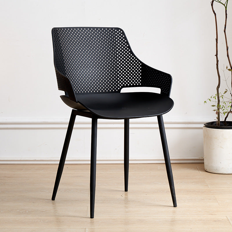 Nordic style iron and plastic backrest dining chair - suitable for dining room, outdoor, bedroom vanity, library, and casual seating
