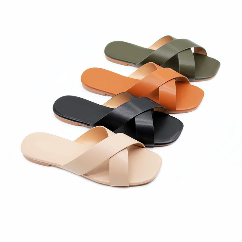 Wholesale flat sandals spot wholesale  women's candy color fashion casual beach slippers