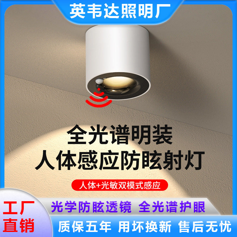 Surface-mounted human body sensor light for home corridor aisle light entrance entrance light corridor downlight infrared ceiling spotlight
