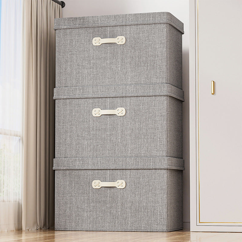 Large clothes storage box, household wardrobe, clothing finishing box, large capacity layered folding, covered storage box.