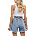European and american clothing cross-border foreign trade summer new  independent station washed elastic waist denim bud shorts trendy
