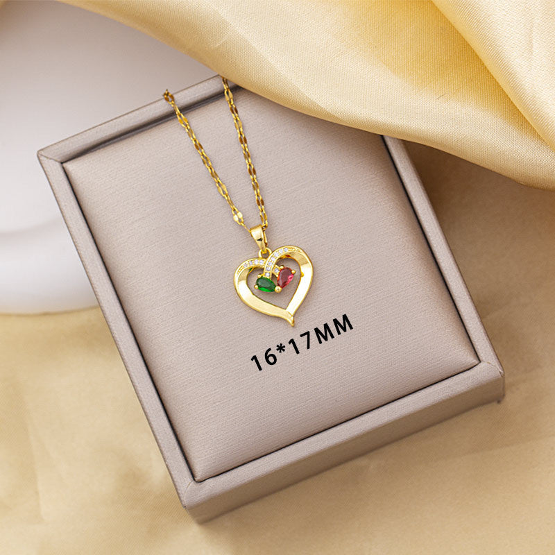 Necklace female simple fashion niche design hot style titanium steel pendant high-end electroplated versatile elegant clavicle chain
