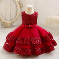 Girls' sequin patchwork round neck vest dress - stylish & customizable baby & toddler birthday & first birthday dress - oem available