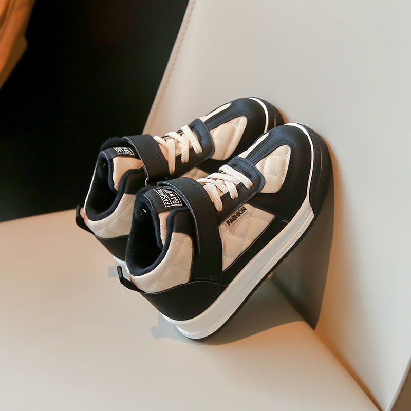 Personalized fashion sports cotton shoes Winter velvet warm running shoes Velcro girls versatile casual shoes