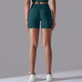 fashion seamless pure colorhigh waist hip lifting tight high elastic yoga shorts sports running fitness three-quarter pants for women