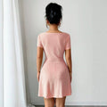 new summer french-style slimming chanel-inspired cinched waist v-neck knit dress