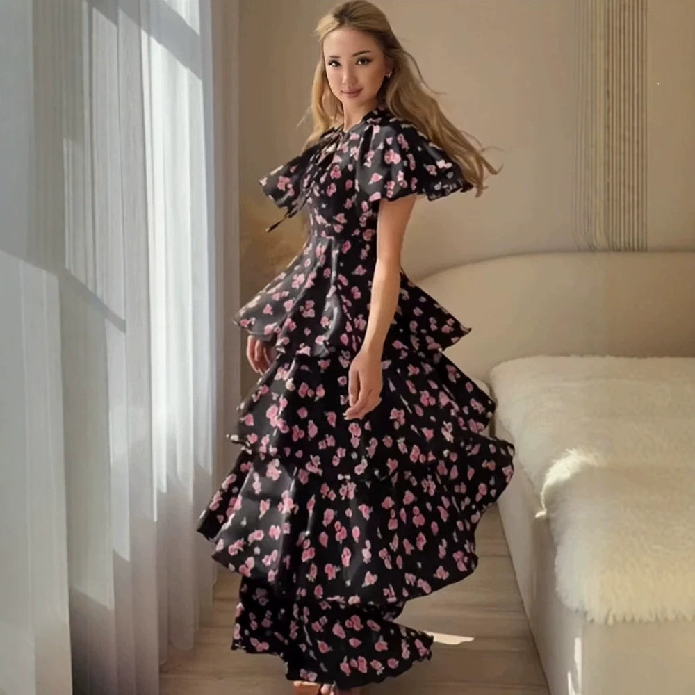 new spring export fashion european and american  elegant printed shawl + dress set