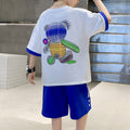 Boys' summer outfit set:  new summer collection for mid-to-large children - lightweight, cool, and trendy sportswear for boys