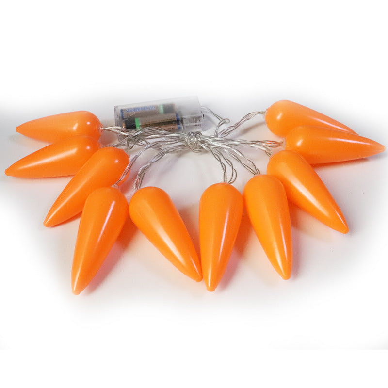 New LED Easter decorative light string, indoor layout creative USB battery box, carrot shape color flash light string