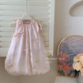 girls' sleeveless bowknot sundress - korean style floral princess dress for baby girls