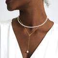 Export fashion new layered imitation pearl necklace stacked y-shaped pearl pendant clavicle chain adjustable easiest for match jewelry
