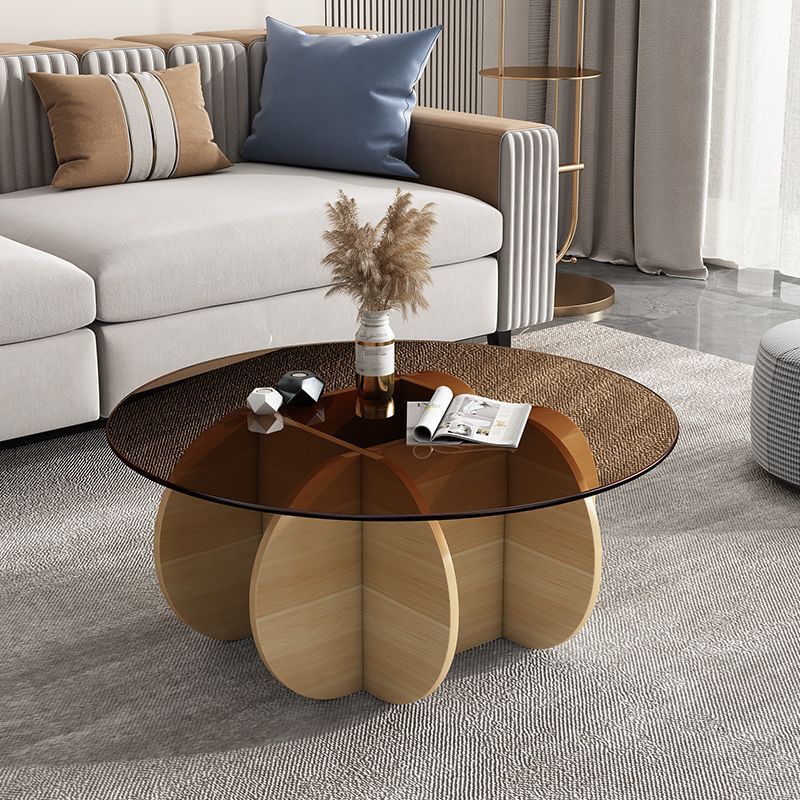 Accessible luxury tempered glass coffee table living room for home small apartment slate round popular creative normcore balcony tea table