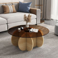 Accessible luxury tempered glass coffee table living room for home small apartment slate round popular creative normcore balcony tea table