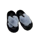 Thick sole cross strap furry slippers for women fall and winteroutwear2024new arrivalplatform shoesthick soleincrease soft bottomfor home cotton slippers