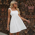 European and american style  spring new arrival: chic and professional short skirt, spaghetti strap solid color casual knitted dress for cross-border e-commerce
