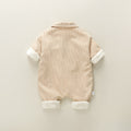 Newborn baby romper set - autumn/winter thickened cotton-padded jumpsuit for warmth, fleece-lined outerwear
