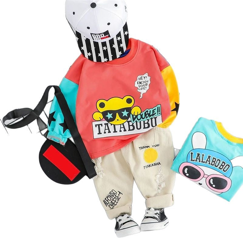 Boys' cool & casual  autumn/winter hoodie and sweatpants set - new korean style two-piece outfit for toddlers and young boys
