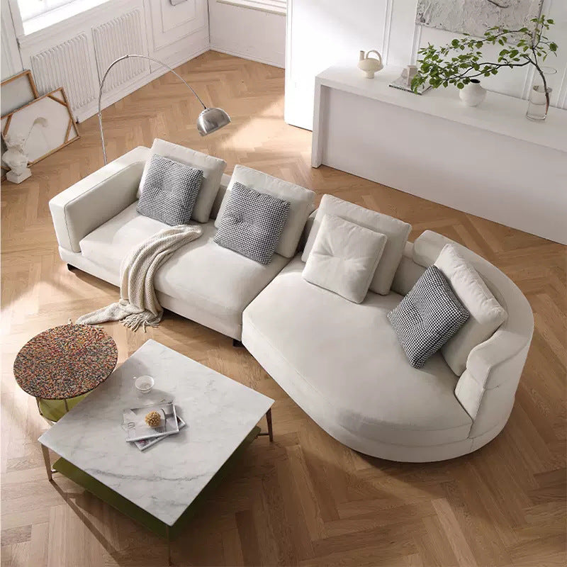 Designer arc-shaped fabric sofa - italian minimalist corner sofa set for small to large living rooms