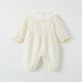 Early autumn newborn baby clothes: stylish and trendy baby girl romper with turn-down collar, long sleeves, super cute outing jumpsuit, autumn outfit