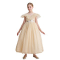 Custom-made tulle dress for girls, european and american style, off-the-shoulder princess dress, elegant long dress for children's birthdays, high-end dress for little girls