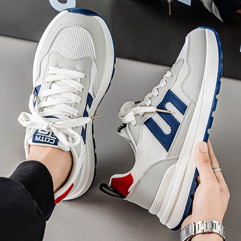 Men's shoes 2025 new winter mesh breathable versatile casual sneakers men's running chunky sole student dad shoes