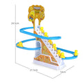 Influencer-approved little yellow duck climbing stairs educational electric track toy with slide for baby girls, boys, and toddlers