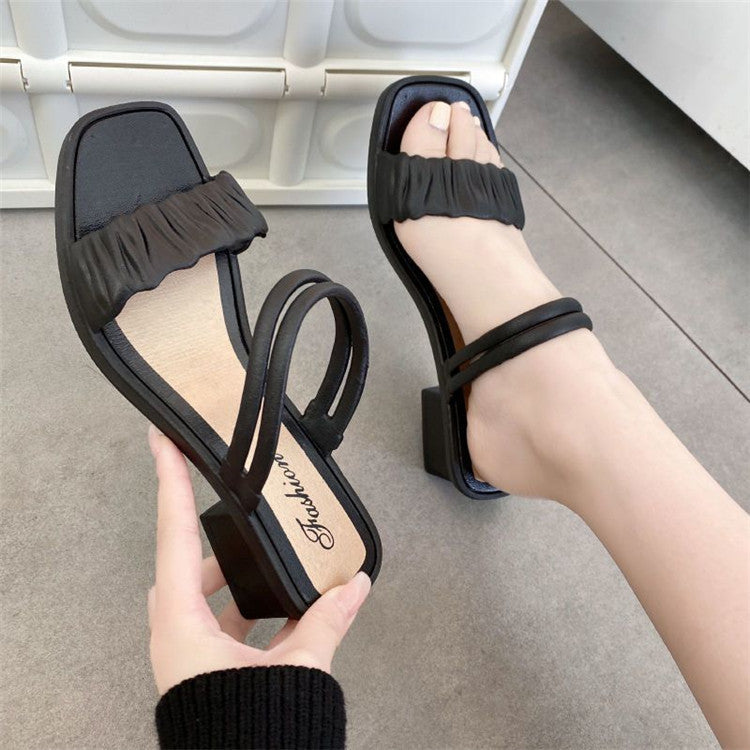 Women's summer new one-strap sandals, convertible slides, outdoor wearable half slippers, korean style fashionable versatile fairy style women's sandals