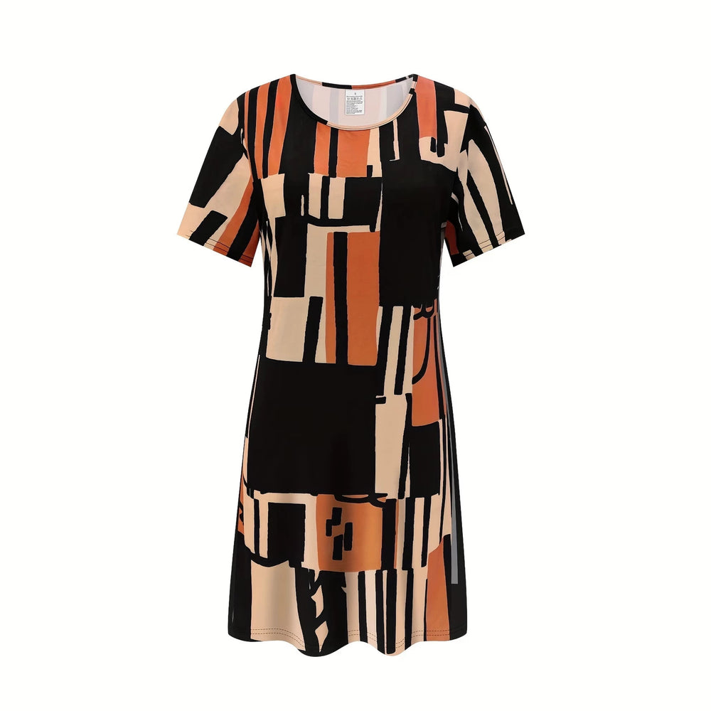 wholesale women's short-sleeved dresses, fashionable women's dresses for spring, summer, and autumn, new cross-border printed designs