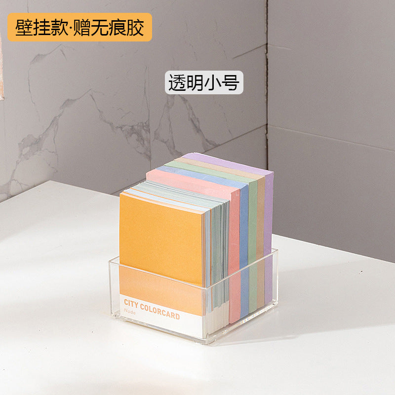 Desktop mobile phone case, sticky note transparent storage box, plastic large-capacity data cable, earphone mini wall-mounted storage box.