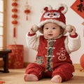 New year's outfit winter newborn infant baby new year's greeting clothes winter onesie outerwear romper trendy crawling suit