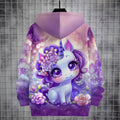 Kids' hoodie jacket, cross-border hot seller: cute cartoon print fashion zip-up hoodie for girls, dropshipping available