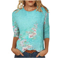cross-border  women's casual printed crew neck 3/4 sleeve t-shirt top - in stock
