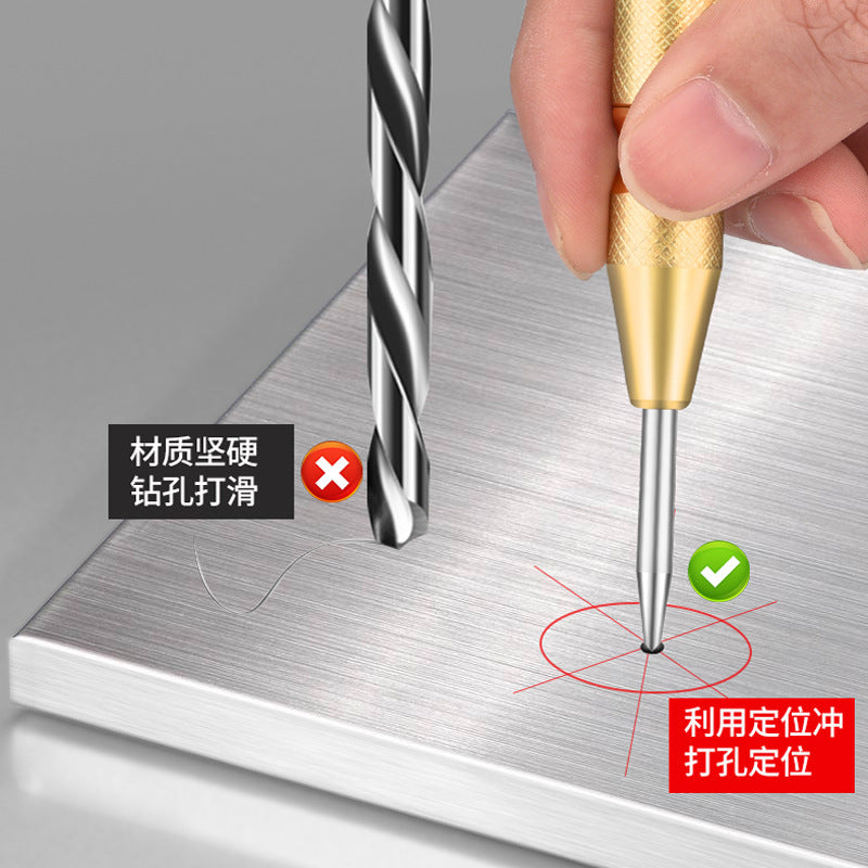 Automatic center punch high hardness drilling slot punch spring fixed point device center eye slot punch tool