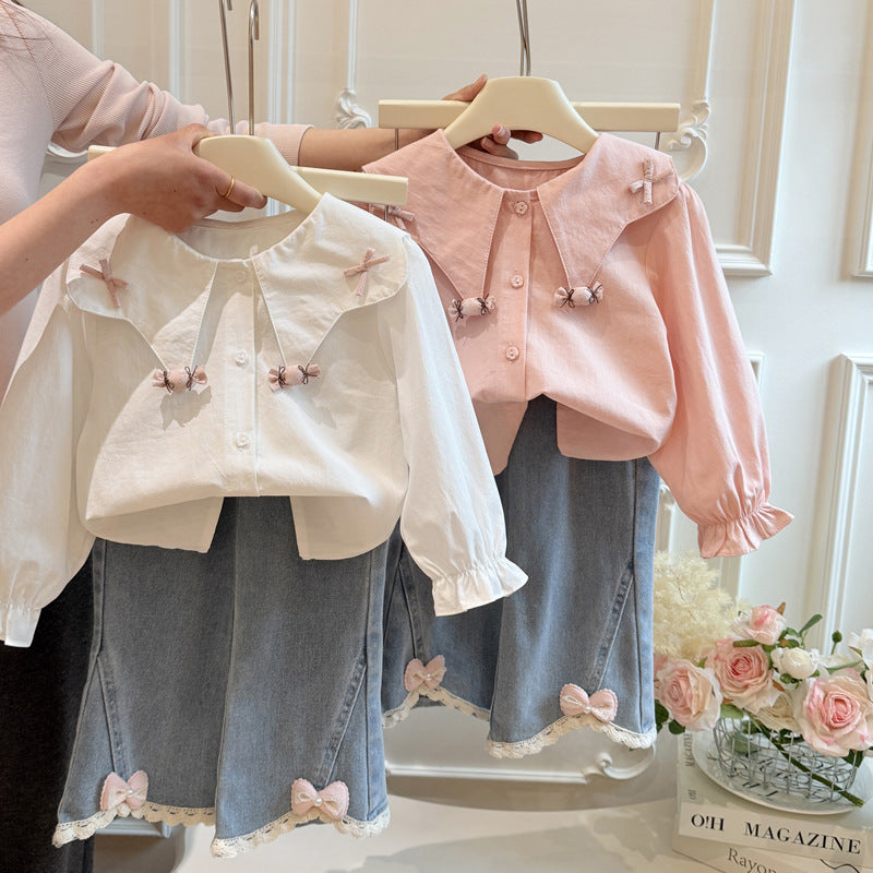 New spring girls' fashionable long-sleeved top shirt - korean style trendy blouse for baby girls - kids' clothing - children's fashion