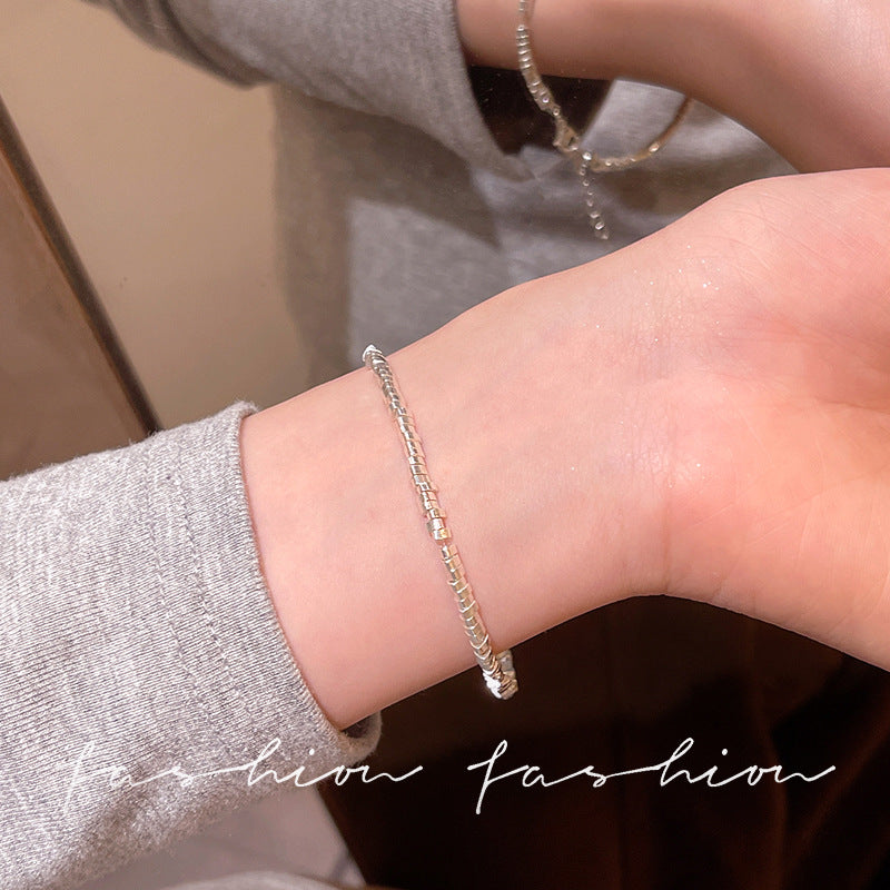 Broken silver geometric easiest for match bracelet for women retroaccessible luxuryfashioneasiest for match bracelet casualelegantclassy sense hand jewelry