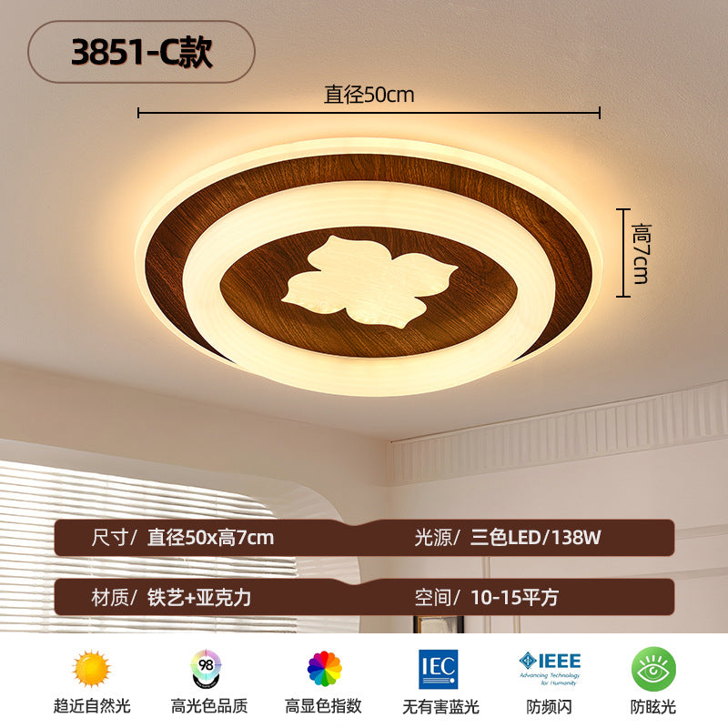 Zhongshan Lighting Living Room Lights Lobby Aisle Middle Ancient Walnut Color New Chinese Restaurant Chandelier Bedroom Ceiling Light