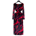 Frenchclassy long sleevesv neck tie dye printing mesh dress women's autum thin tight slimming look hip skirt