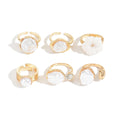 Wholesale vintage french faux pearl ring set - unique, high-end, irregular floral design, trendy & chic jewelry for women