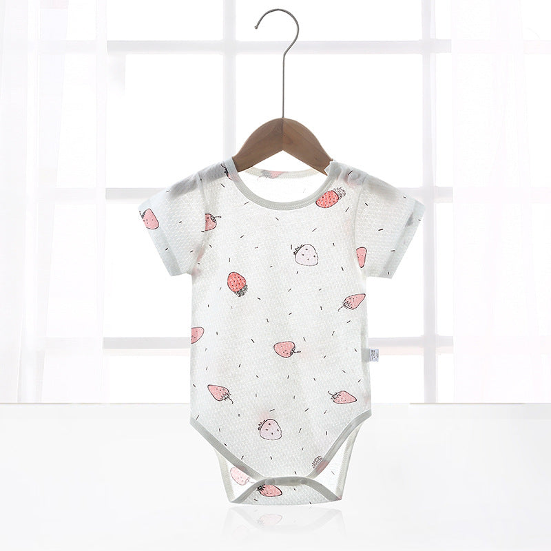 Baby bodysuit summer unisex infant short sleeve romper newborn pure cotton triangle onesie lightweight crawling suit