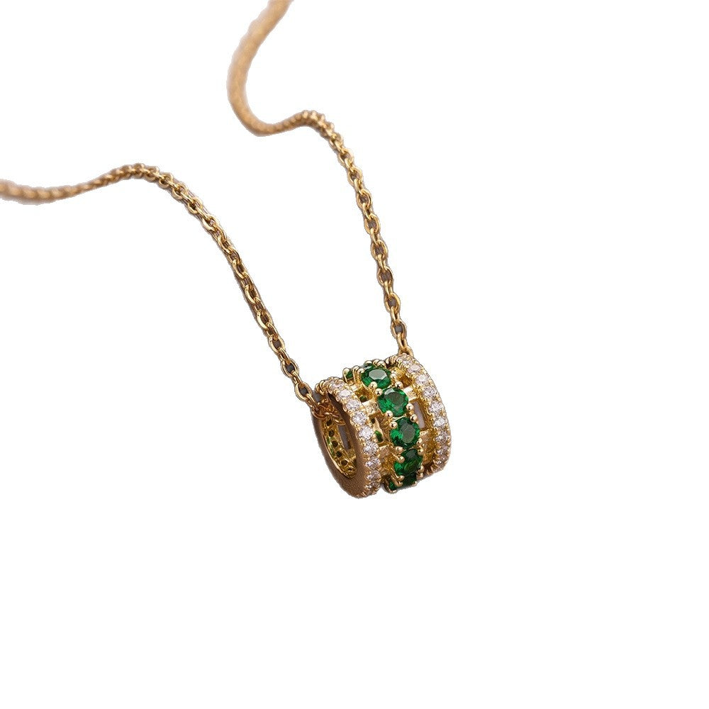 Popular internet celebrity fashion copper inlaid zirconium full diamond small waist necklace accessible luxury niche women's versatile titanium steel clavicle chain jewelry