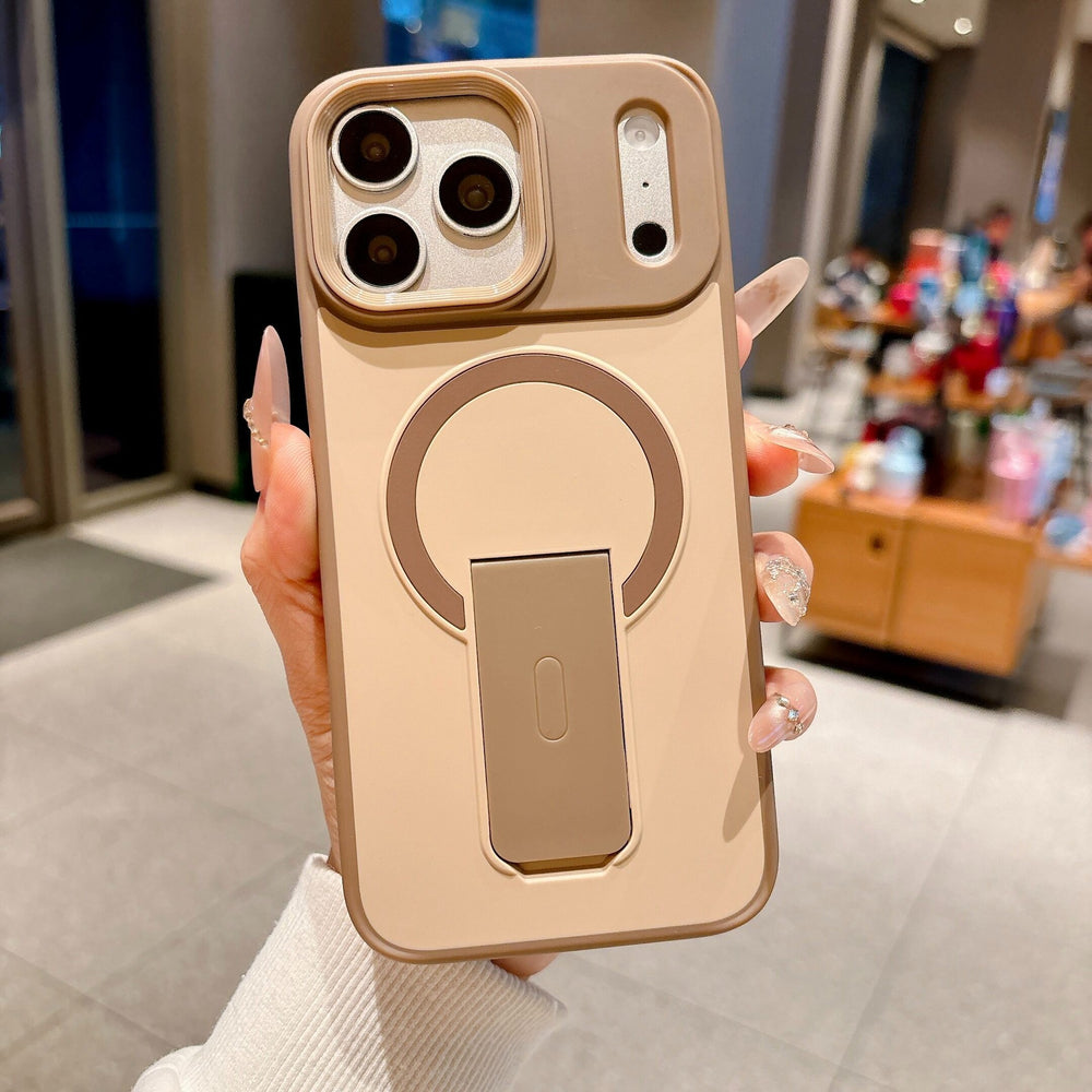 Dazzling armor skin feel magnetic invisible stand compatible iphone 17 pro max phone case apple 16 anti-drop matte case