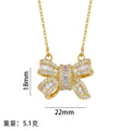 Popular internet celebrity fashion copper gold-plated full diamond bow necklace for women accessible luxuryniche styleeasiest for match titanium steel clavicle chain jewelry
