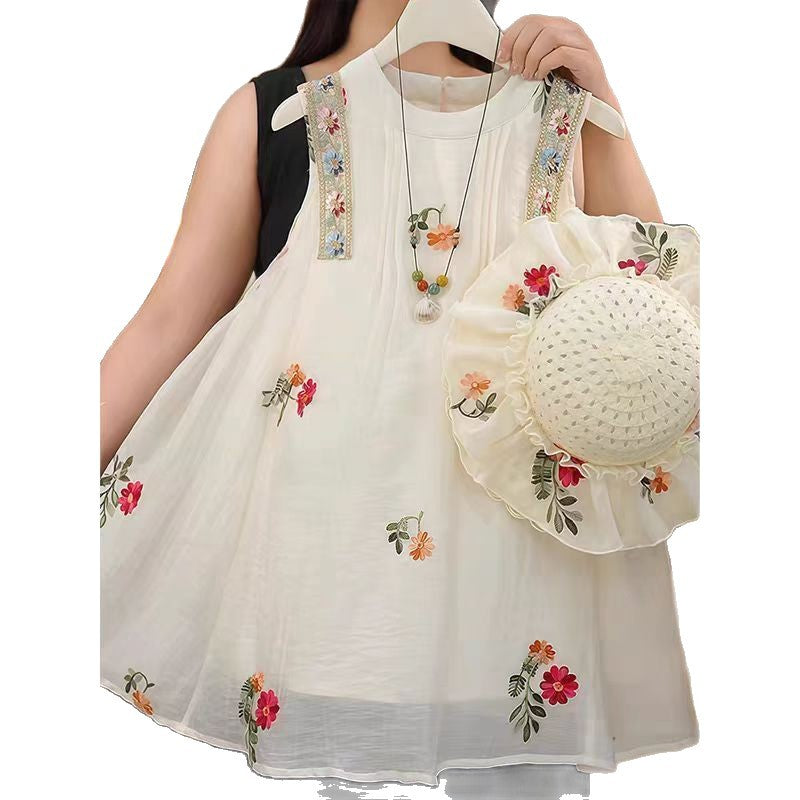 Girls' summer dress  new style: trendy sleeveless tank dress for kids, stylish princess sundress for girls